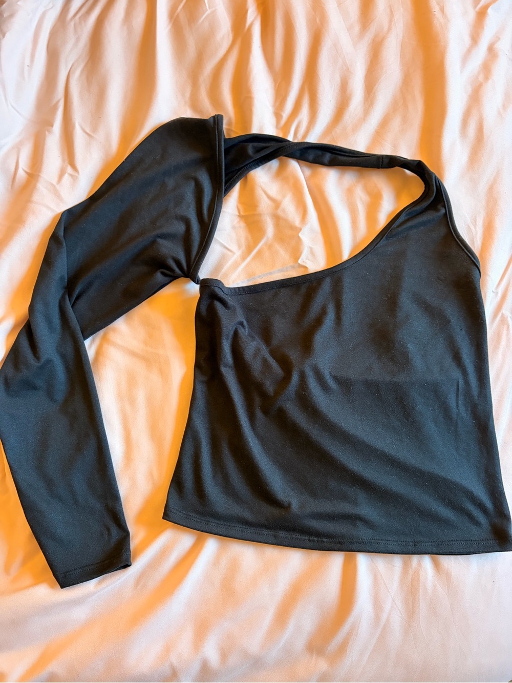 Asymmetrical One-Shoulder Black Crop Top